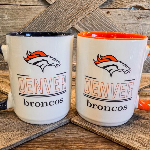 Pair of NFL Licensed Denver Broncos Two-Toned Sublimated Coffee Mugs, 15oz - Picture 2 of 10